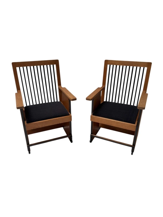 Two Art Deco Modernist High Back Armchairs by Architect Caspers, 1920s